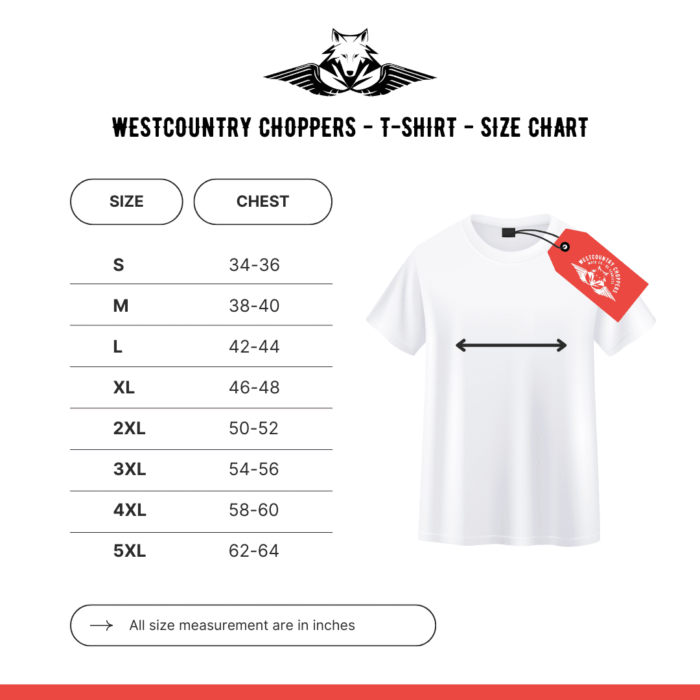 Westcountry Choppers - T-Shirt - Size Chart