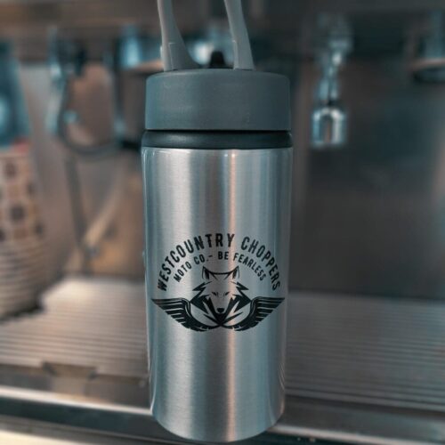 Winged Wolf Bikers Travel Flask – 500ml Brushed Aluminium 