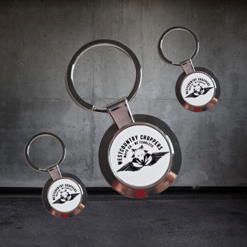 Explore the rugged elegance of Westcountry Choppers' Brushed Steel Key Fob, featuring a meticulously crafted Winged Wolf logo inset. This durable and iconic key fob is perfect for motorcycle enthusiasts seeking style and functionality. A great gift for motorcycle enthusiasts.