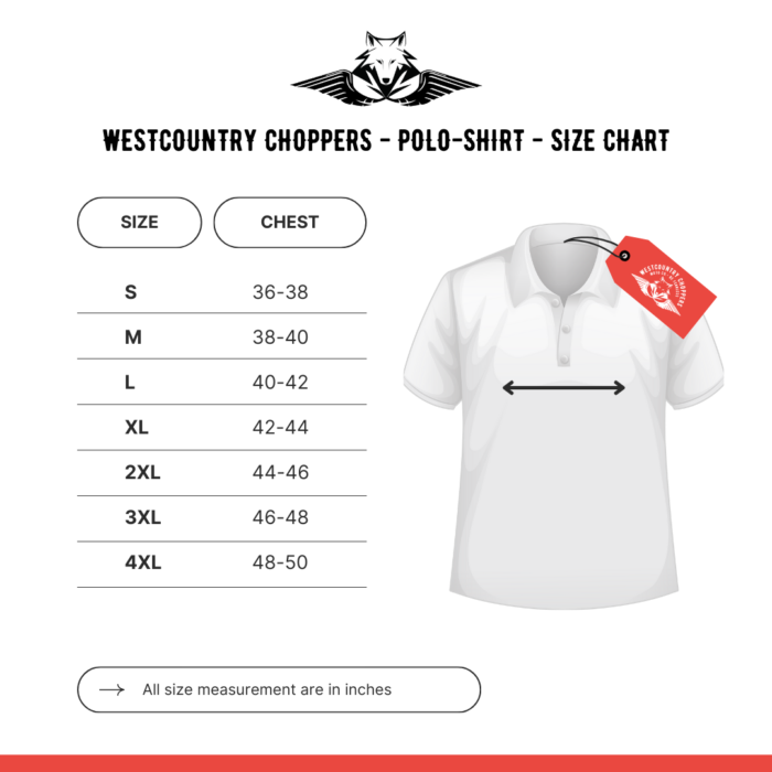 Westcountry Choppers - Polo-Shirt - Size Chart