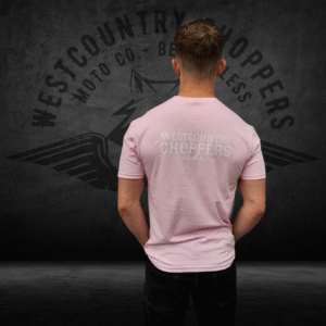 Moto Biker Tee Pink – back print detail Westcountry Choppers